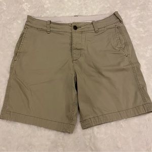 Abercrombie &Fitch Men’s Khaki Button Front Shorts Sz 32 Cotton Blend 8” inseam